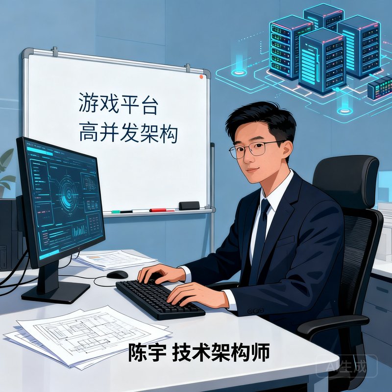 技术架构师陈宇，负责游戏平台高并发架构，保障零宕机
